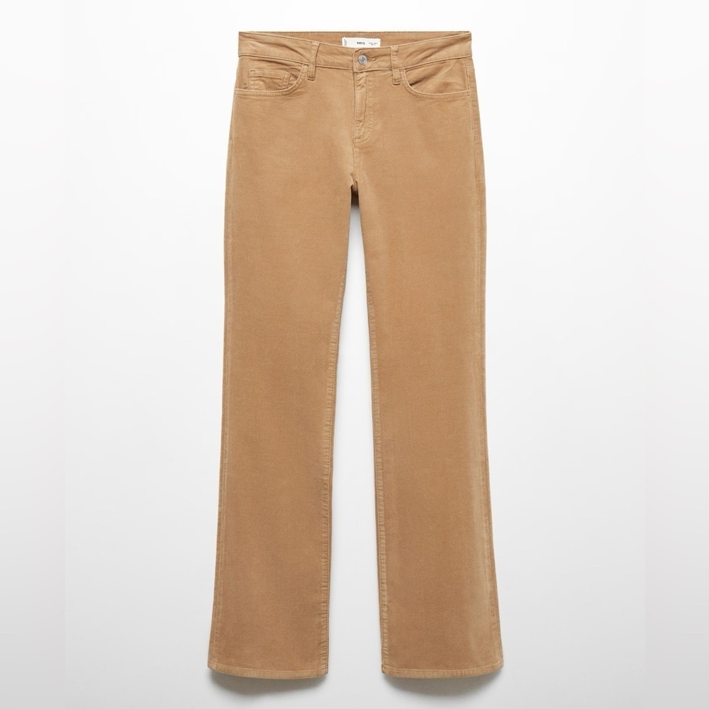 MANGO - Women’s Mid-Rise Corduroy Flared Trousers/ Pants - Tan - Size 1 - Picture 7 of 7